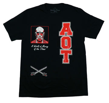 Attack on Titan Mens T-Shirt - Varsity Letter Logo Lapel Boxed Titan