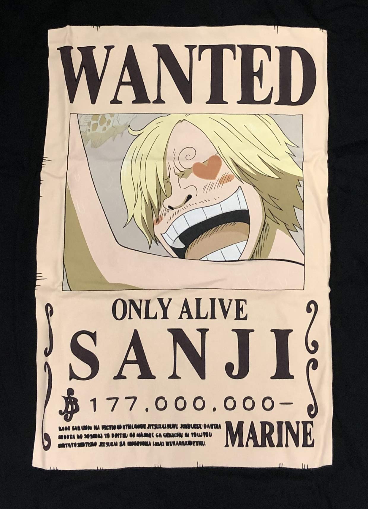 One Piece MensT-Shirt - Officially Licensed Sanji Bounty Wanted Poster