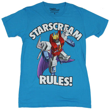 Transformers Mens T-Shirt -  "Starscream Rules" Crowned Robot Pose Image