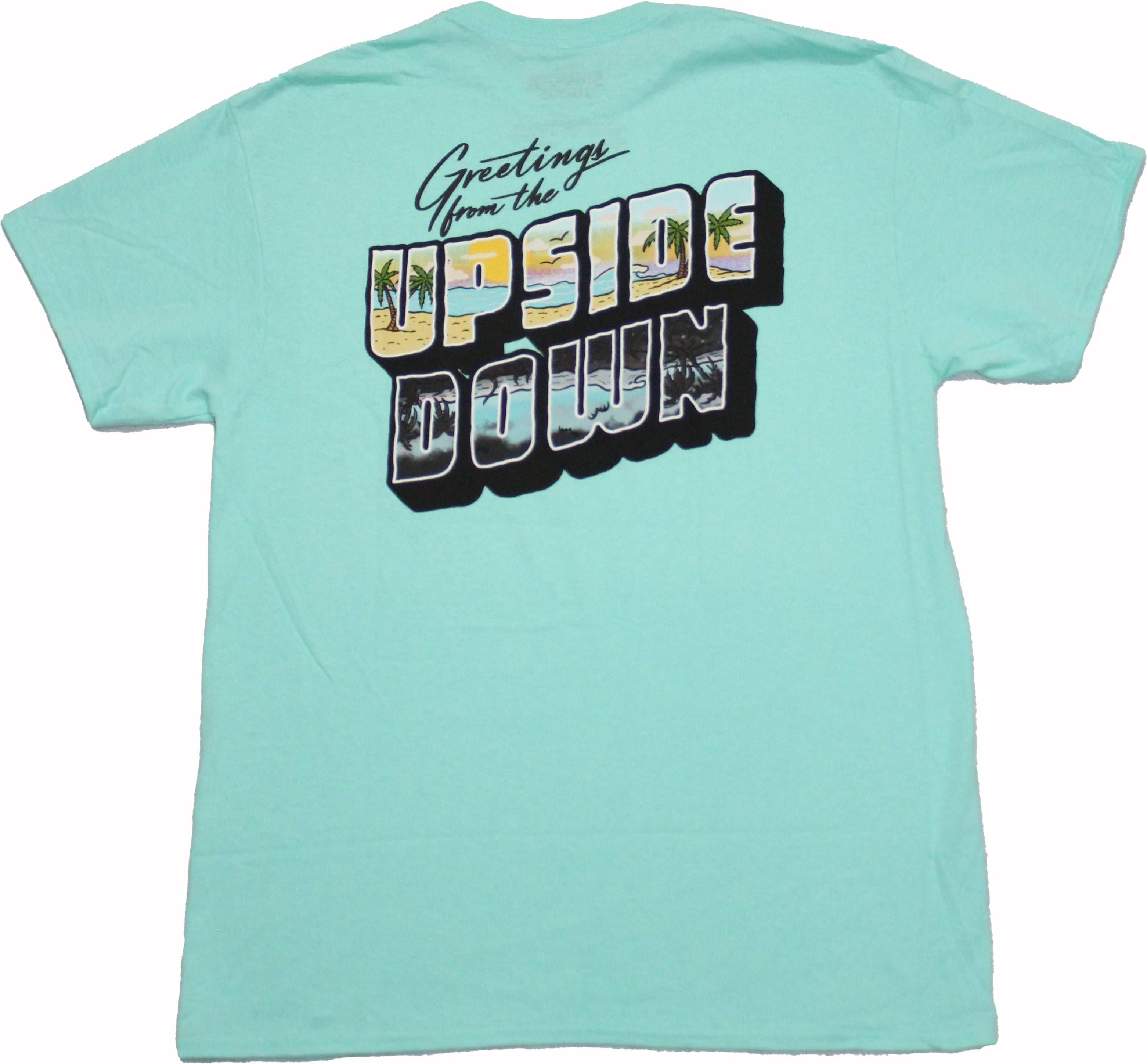 Stranger Things Mens T-Shirt - Lapel Logo Greetings From The Upside Down