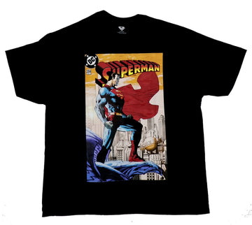 Superman Mens T-Shirt - Jim Lee Cover #204 Standing City Overlook