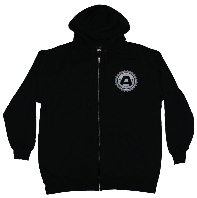 Captain America (Marvel Comics) Mens Hoodie- Upholding Justice Back Shield