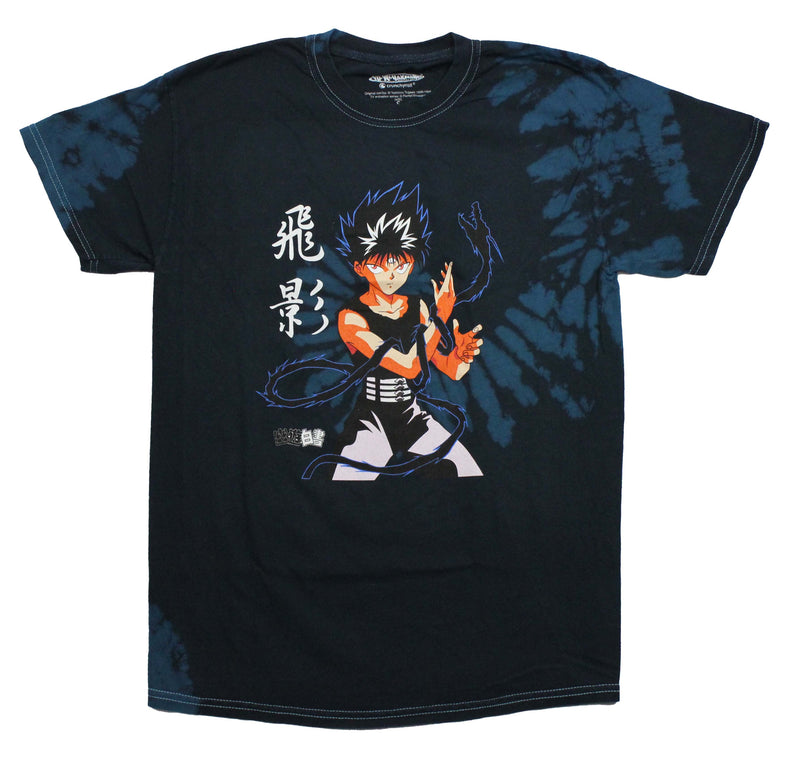 Yu Yu Hakusho Mens T-Shirt - Hiei Holding Blue Lined Rope Tie Dye - Inmyparentsbasement.com