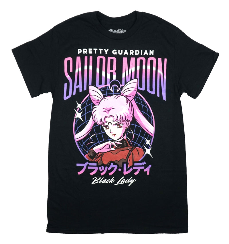 Sailor Moon Mens T-Shirt - Pretty Guardian Black Lady Globe Kanji