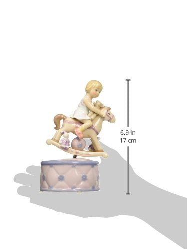 Cosmos 80051 Fine Porcelain Girl on Rocking Horse Musical Figurine, 7-1/8-Inch