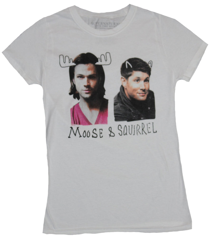 Supernatural Girls Juniors T-Shirt - Sam & Dean Moose & Squirrel Image