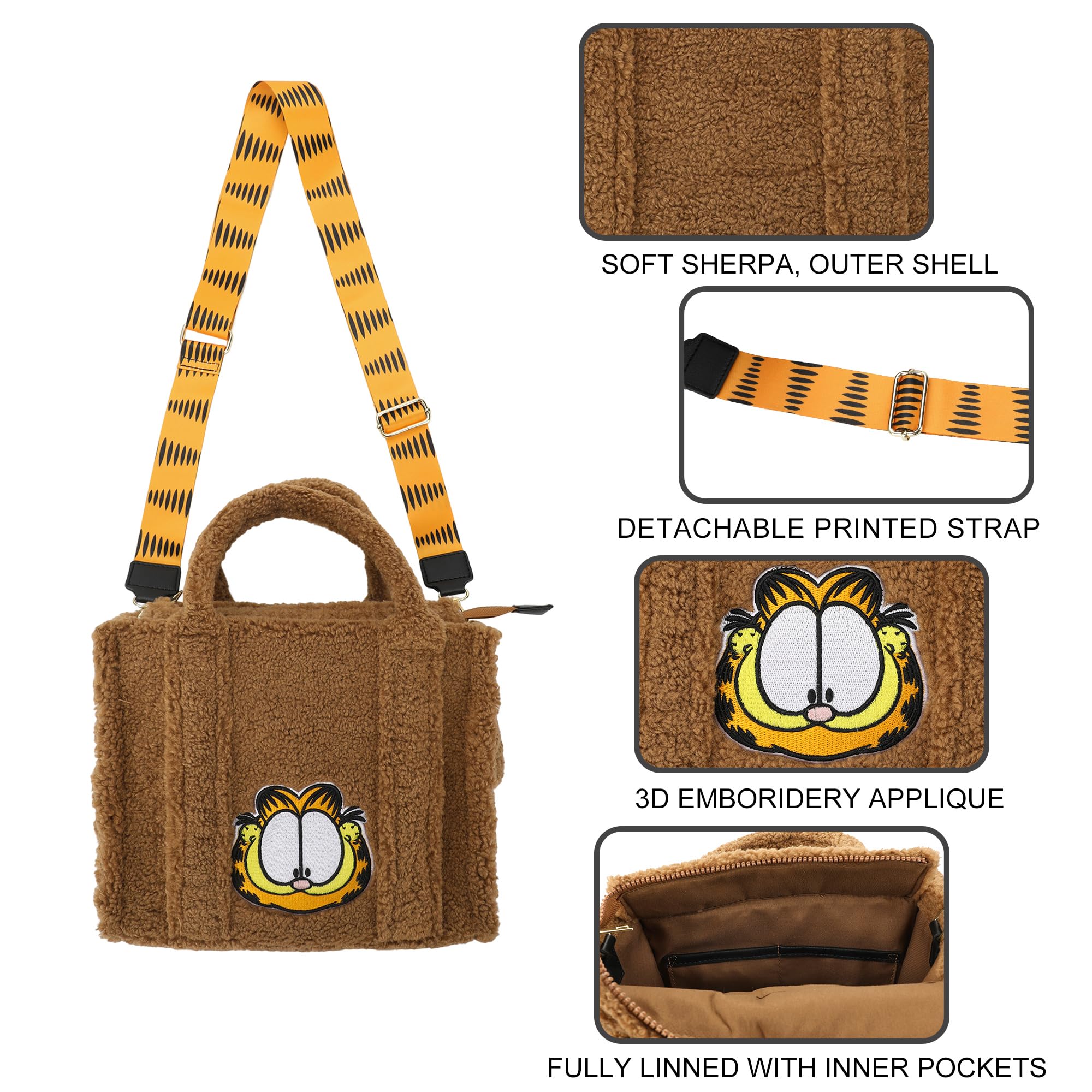 Bioworld Garfield Faux Shearling Tote Bag