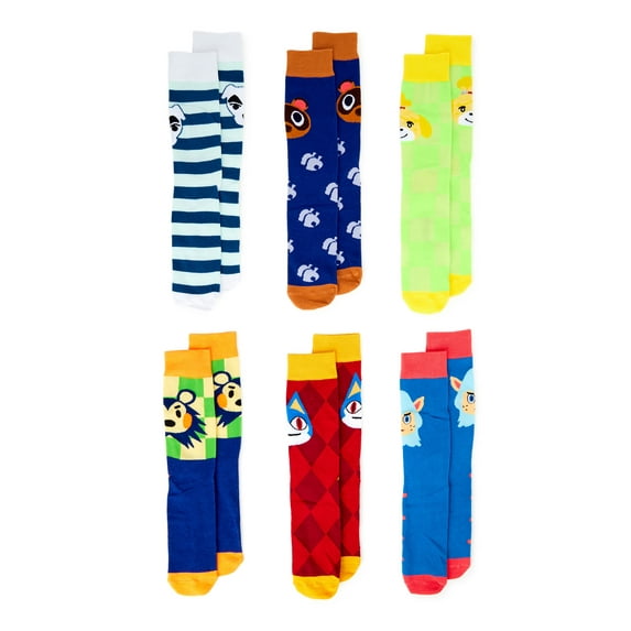 Animal Crossing New Horizons Men’s Character Crew Socks 6-Pack