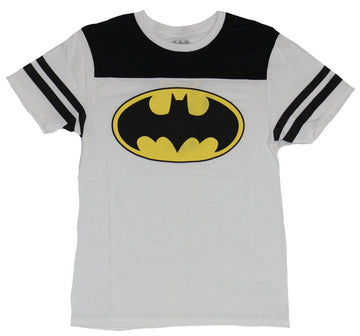 Batman (Dc Comics) Mens T-Shirt - Classic Oval Yellow Black Jersey Sleeves