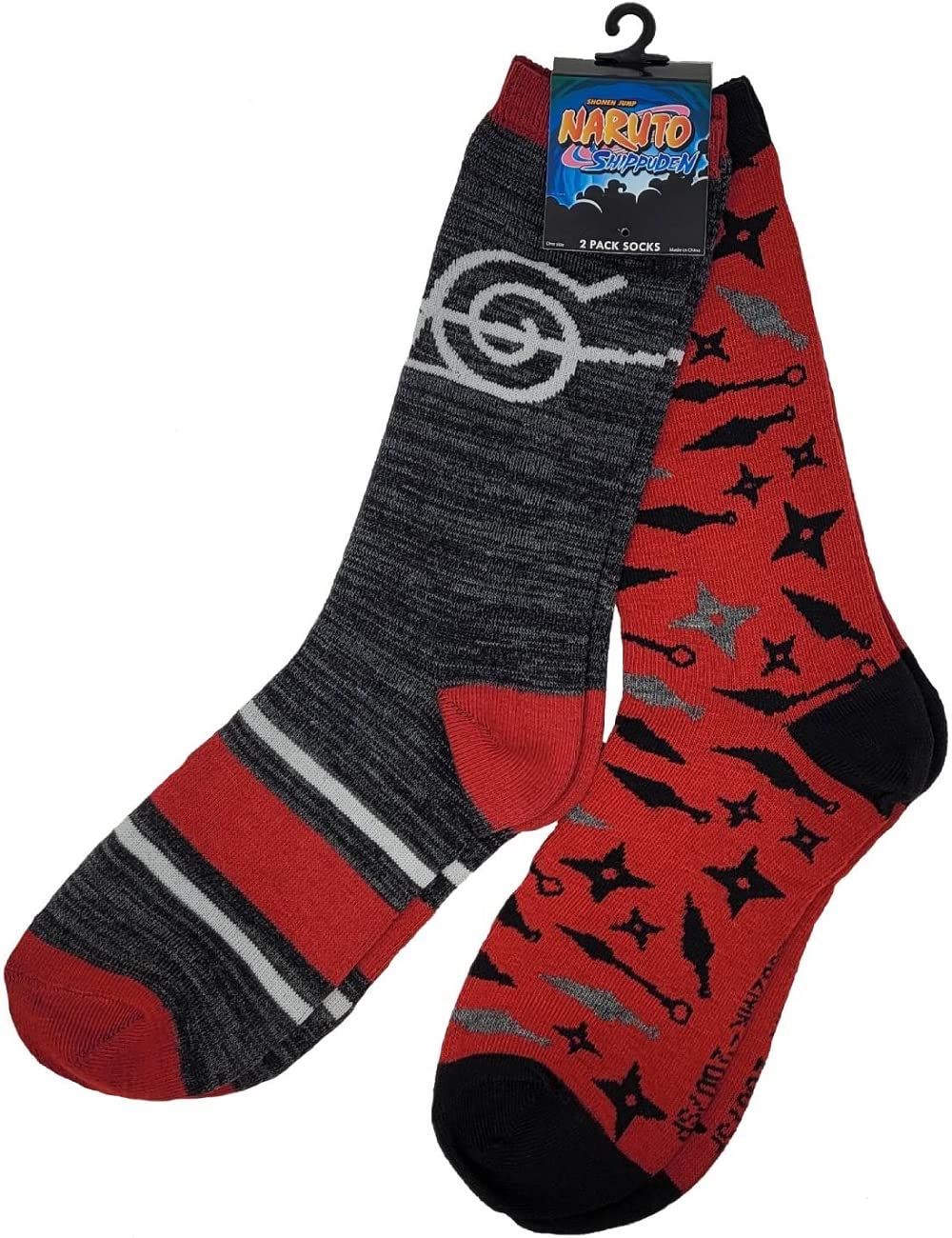 Ripple Junction Naruto Shippuden 2 Pack Adult Crew Socks Hidden Leaf
