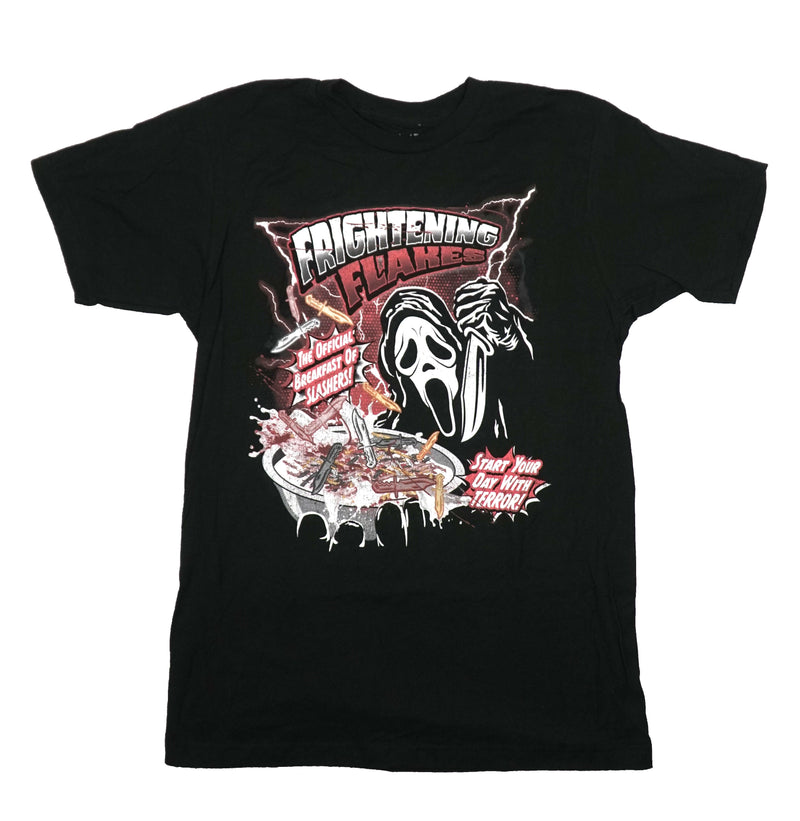 Scream Mens T-Shirt - Cereal Ad Frightening Flakes Breakfast of Slashers