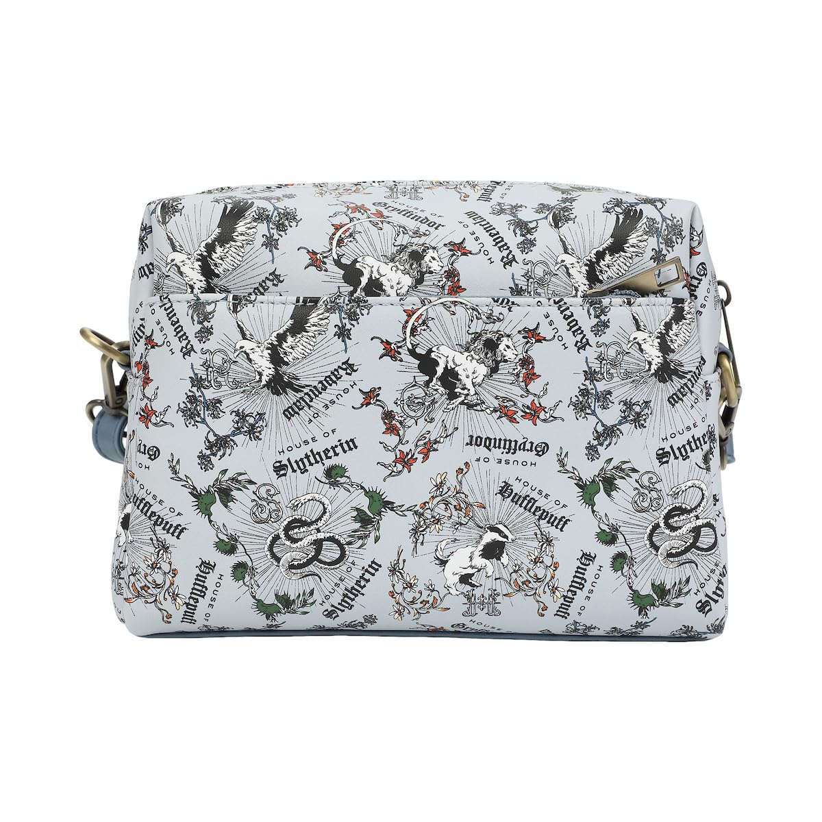 Harry Potter Hogwarts Crest Women's White Floral Crossbody Handbag