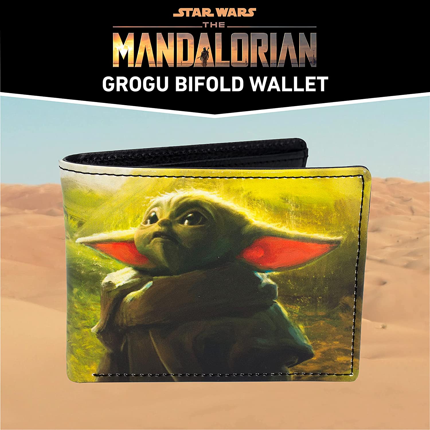 Star Wars Grogu Wallet, The Mandalorian The Child Slim Bifold Wallet with Decorative Tin Case