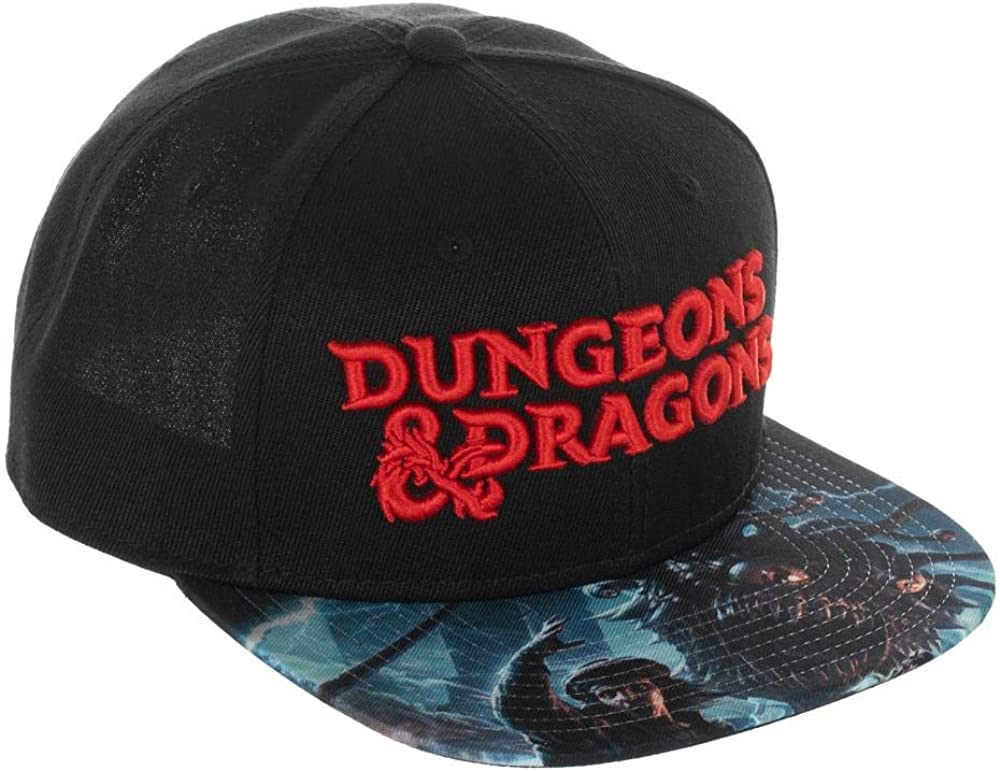Dungeons and Dragons Classic Logo Men's Black FLATBILL Snapback Hat - Inmyparentsbasement.com