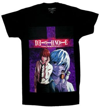 Death Note Mens T-Shirt -  Pink/Purple Cross W/ Children Finger Puppets