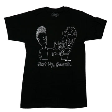 Beavis and Butthead Mens T-Shirt - White Outline "Shut up Beavis."