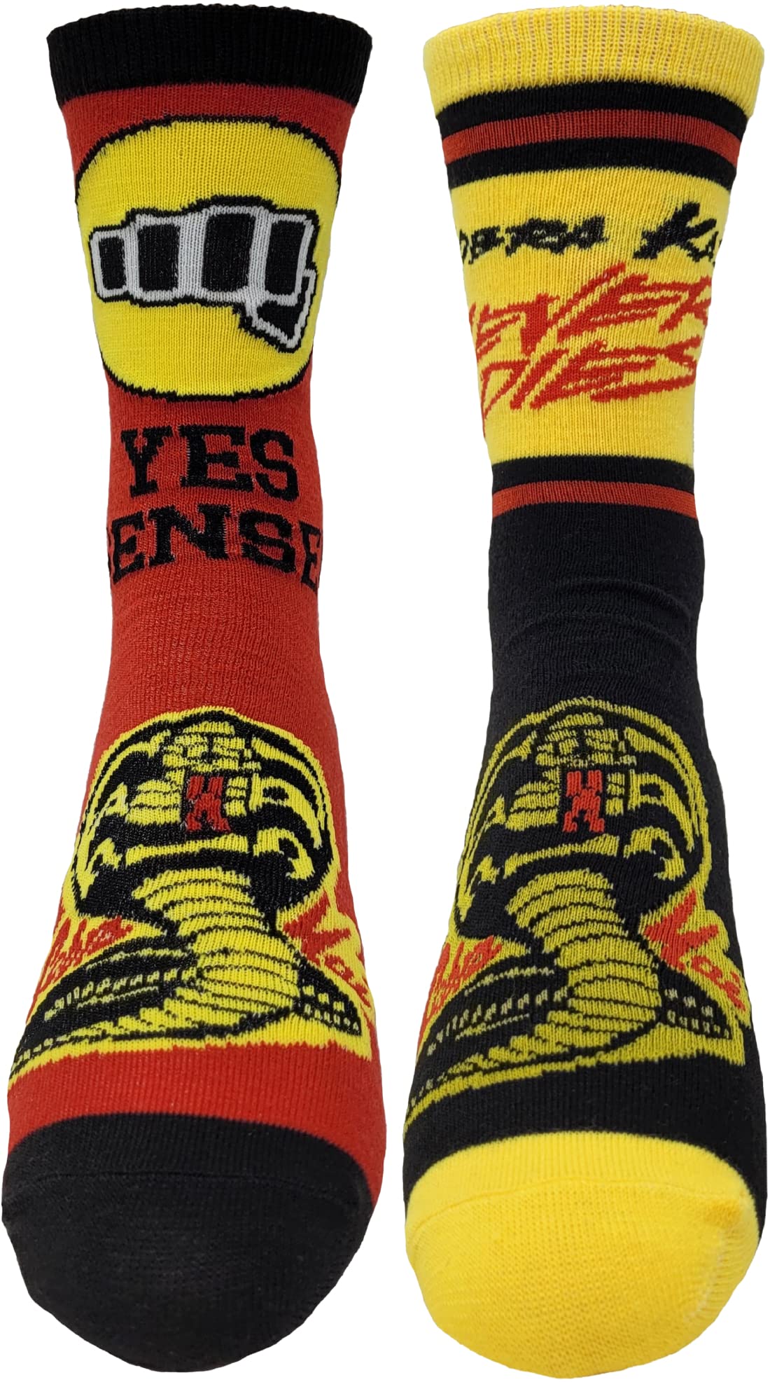 Ripple Junction Cobra Kai Adult Crew Socks Yes Sensei Dojo Logo Officially Licensed 2 Pack