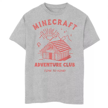 Minecraft Mens T-Shirt - Adventure Club Time to Mine Red Print Image
