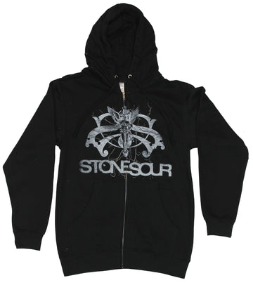 Stone Sour Mens Zip Up Hoodie - Rib Cage Front Image Scary Face Back Image