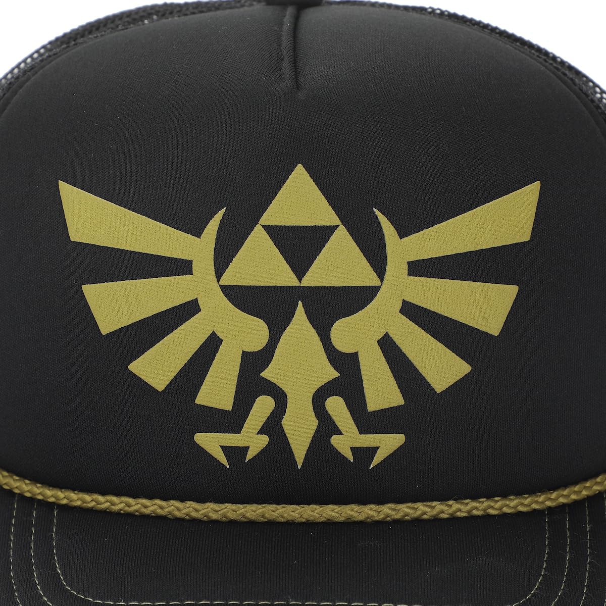 Bioworld The Legend of Zelda Gold Evergreen Logo Black Trucker Hat
