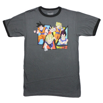 Dragon Ball Z Mens Ringer T-Shirt - Triangled Characters Red Tri Vegeta Image
