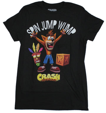 Crash Bandicoot Mens T-Shirt - Spin Jump Wump Arms Raised Crash