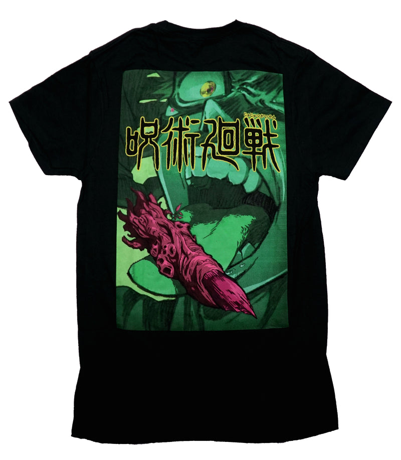 Jujutsu Kaisen Mens T-Shirt - Finger In the Mouth On Back Name Front