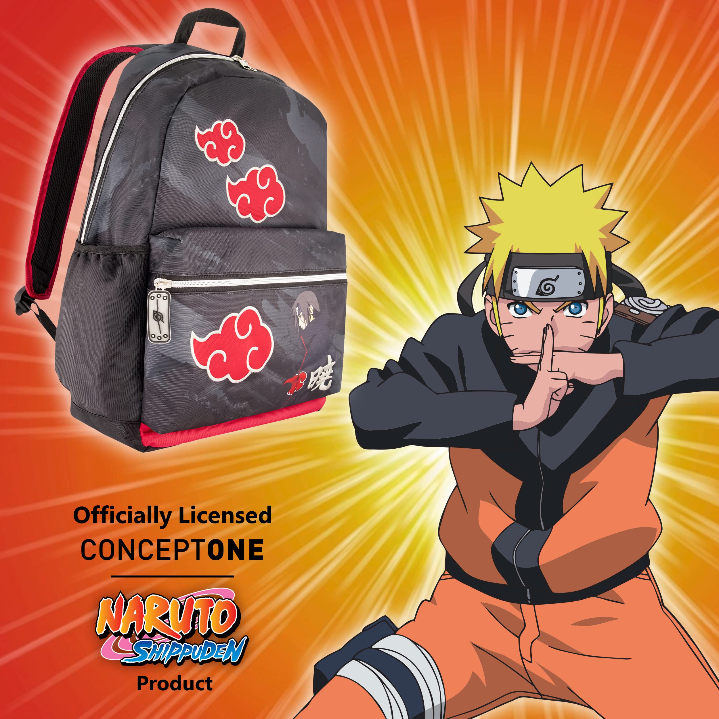 Naruto 13 Inch Sleeve Laptop Backpack, Padded Computer Bag for Commute or Travel, Akatsuki Itachi, One Size