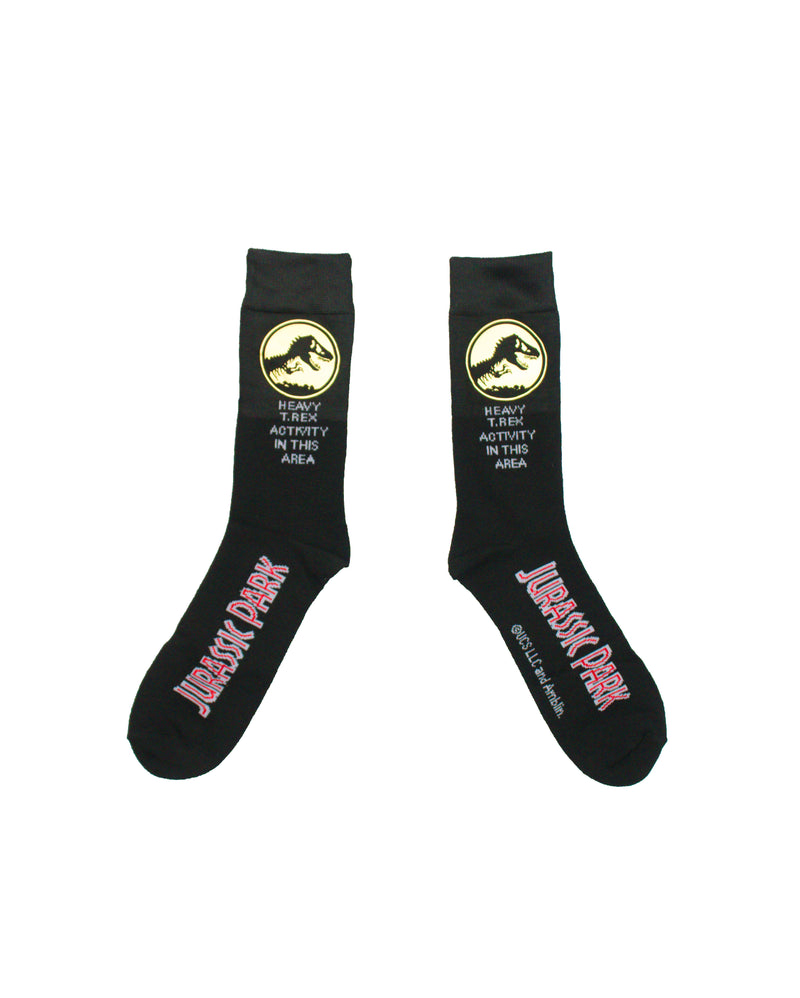 Jurassic Park Heavy T-Rex Activity warning Men's crew socks