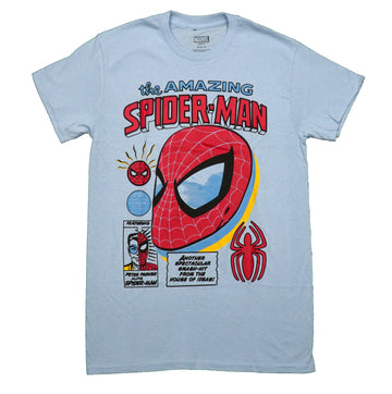 Spider-Man Mens T-Shirt - Giant Head Along Spider Featuring Peter Parker
