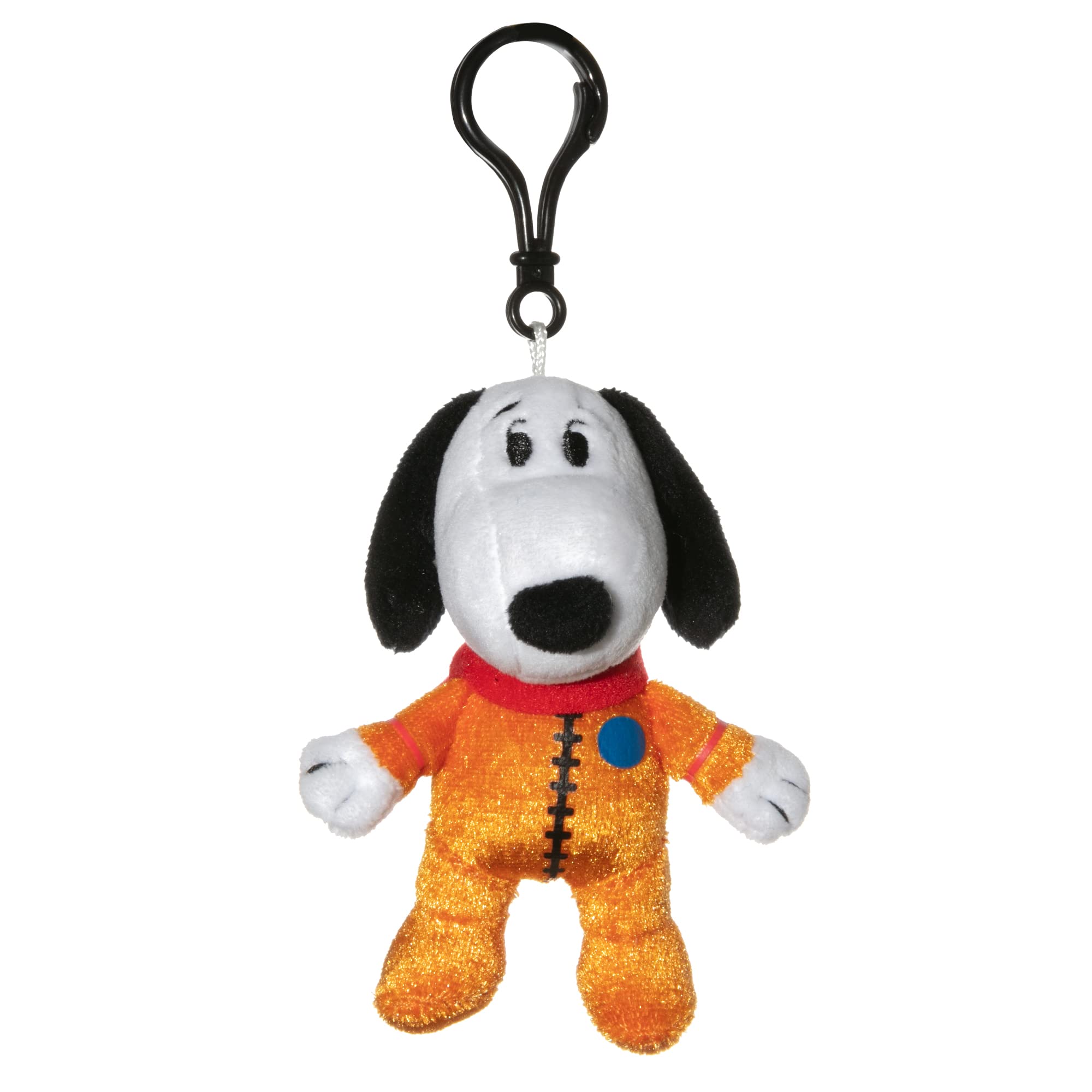 JINX Snoopy in Space Snoopy in Orange Astronaut Suit Clipsters Toy, 4-in Plush Hangers from Apple TV+ Series for Fans Ages 3+
