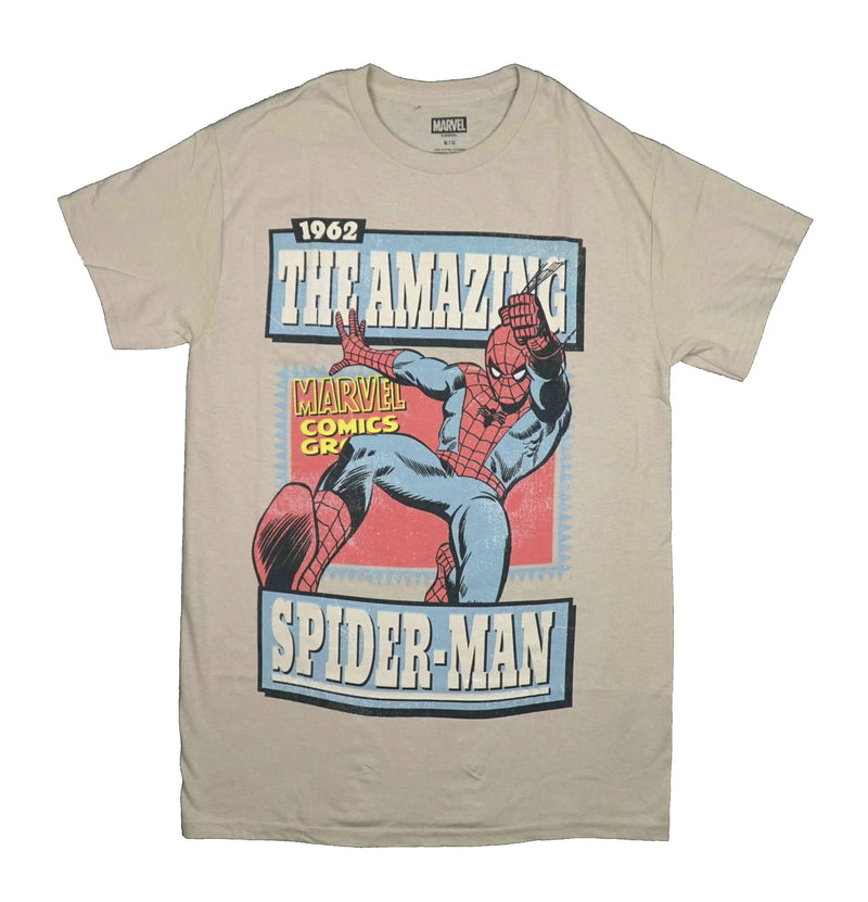 Spider-Man Mens T-Shirt - 1962 The Amazing Swinging Over Name