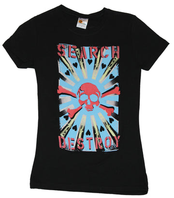 Dogpile Ladies (Womens) T Shirt  - Search and Destroy Skull and Crossbones Lim