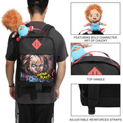 Chucky 17.5" Black adult Backpack With Plush Character Charm - Inmyparentsbasement.com