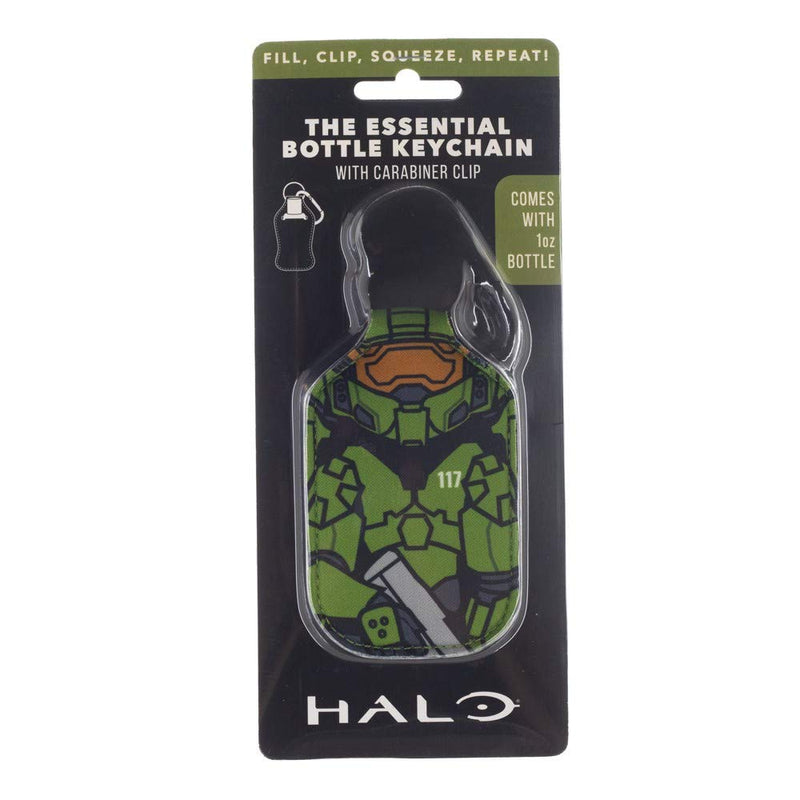 Halo Master Chief UNSC Keychain with Hand Sanitizer Travel Bottle and Holder