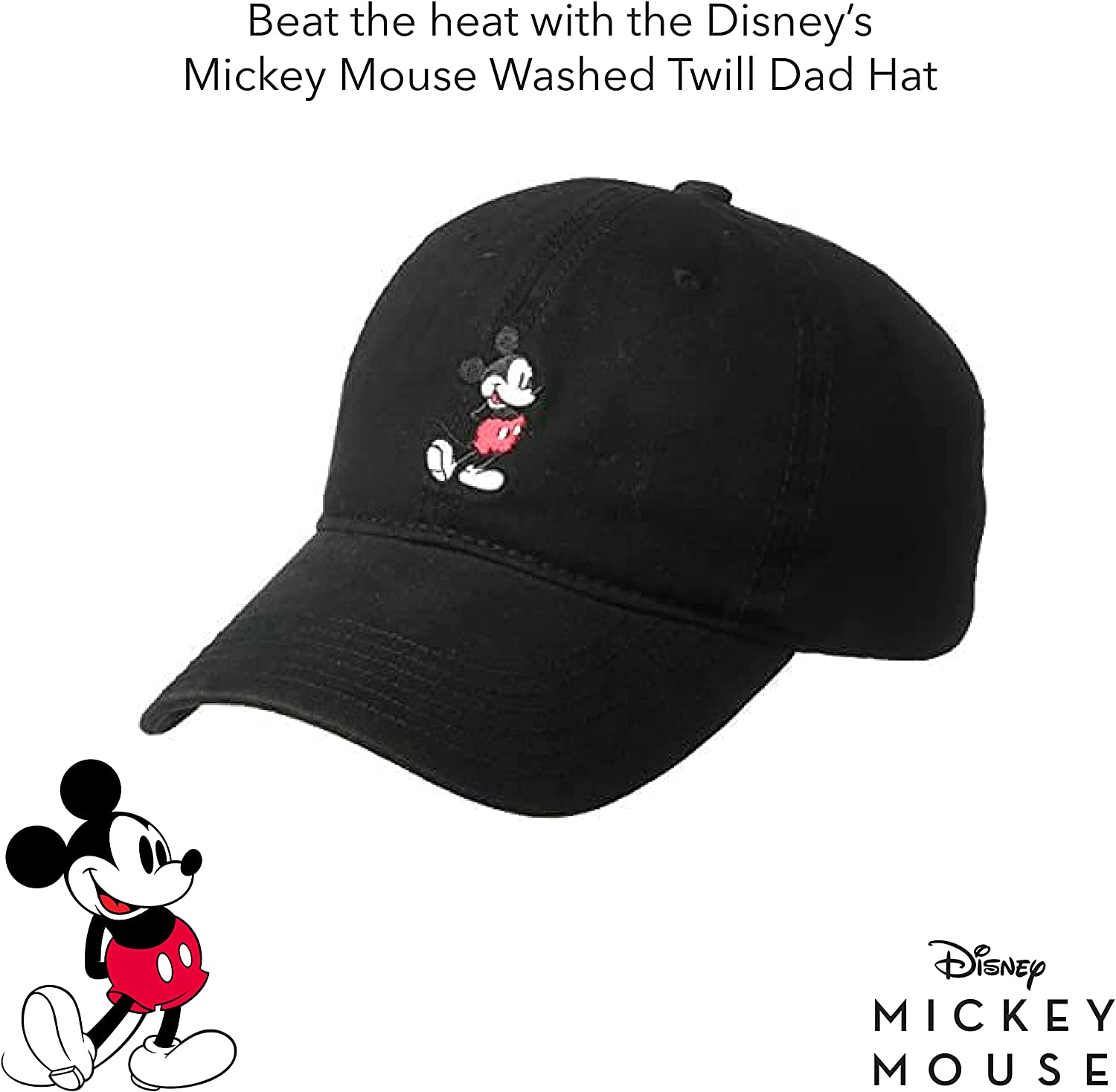 Disney Mickey Mouse Embroidered Cotton Adjustable Dad Hat with Curved Brim
