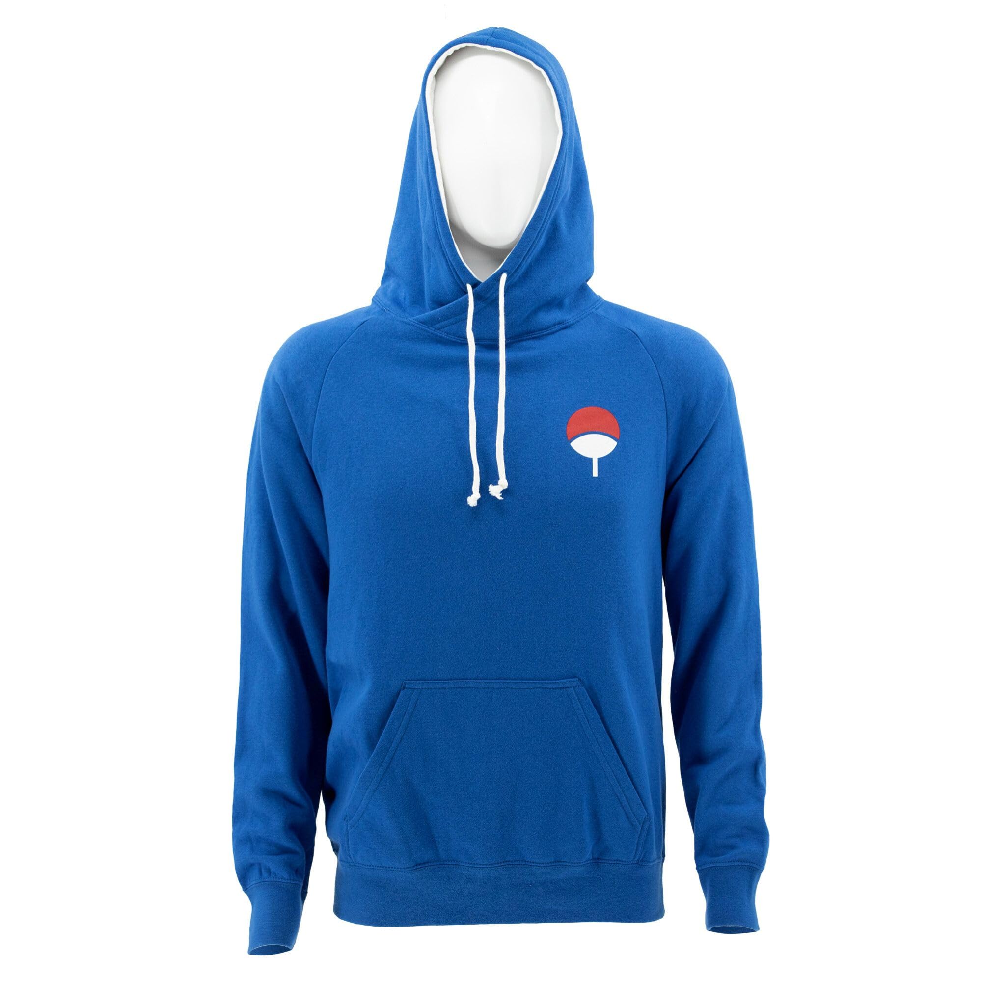 Ripple Junction Naruto Shippuden Adult Unisex Sasuke Symbol Funnel Neck Pull Over Fleece Hoodie Royal