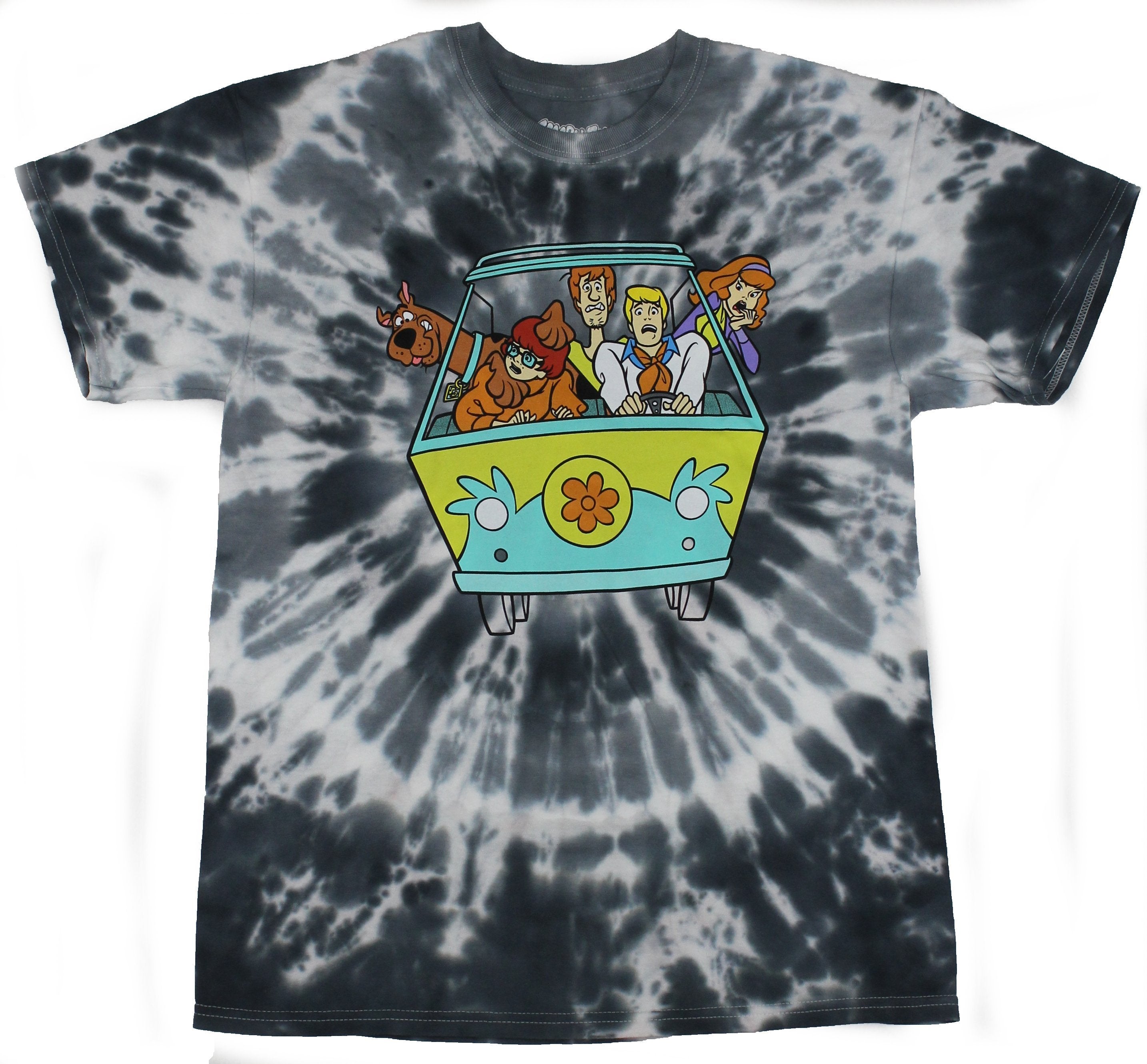 Scooby Doo Mens T-Shirt - Distressed Full Group Approaching Van Image