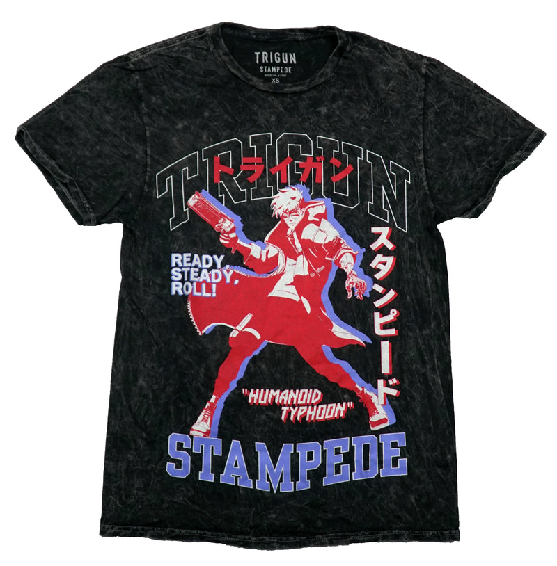 Trigun Stampede Mens T-Shirt -Ready, Steady, Roll! Blue Red Vash