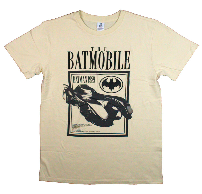 Batman Mens T-Shirt - Embroidered Logo Batmobile Specs Listed