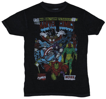 Marvel Comics Mens T-Shirt - Distressed Comics Group Hawkeye Center Group Cover