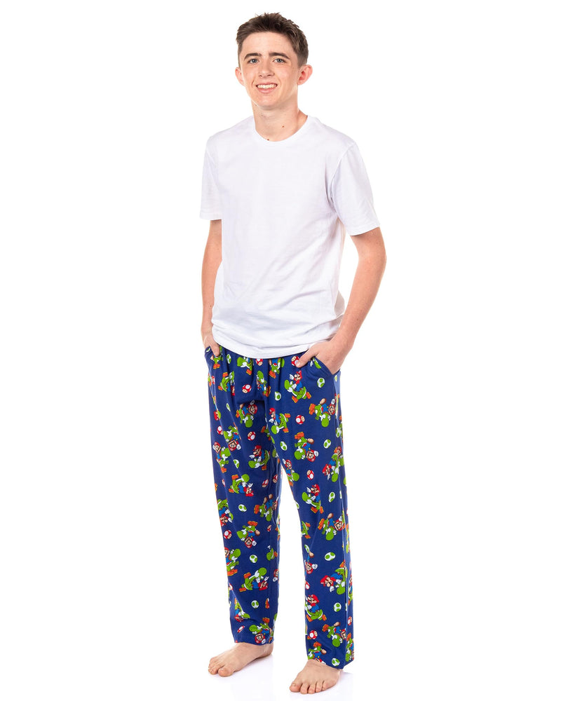 Nintendo Men's Mario and Yoshi Power Up Soft Touch Cotton Pajama Pants