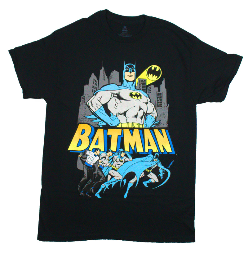 Batman Mens T-Shirt - Transforming Into Batman Below City