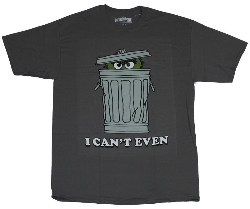 Sesame Street TALL Mens T-Shirt - Oscar The Grouch I Can't Even Hiding Can Image