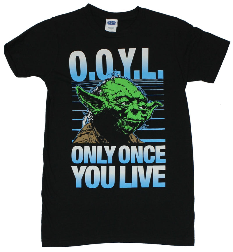 Star Wars Mens T-Shirt - OOYL Only Once You Live Yoda Image