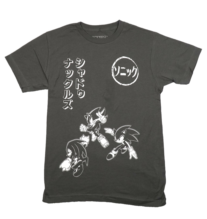 Sonic The Hedgehog Mens T-Shirt - Knuckle Sonic Shadow Below Kanji