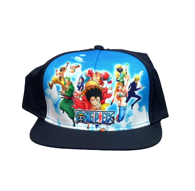 One Piece Giant Group Sublimation Image Snapback Hat Adjustable Black