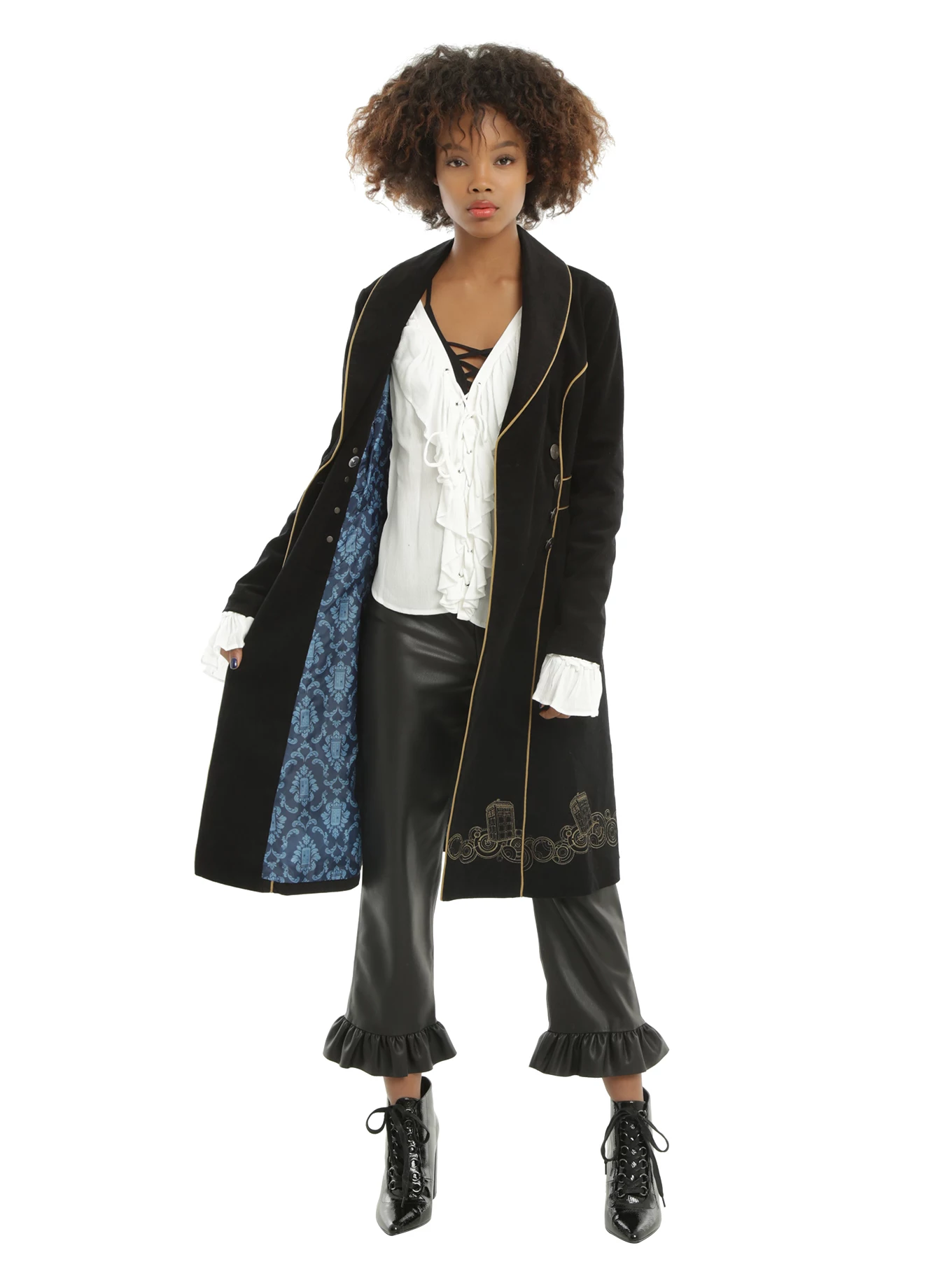 Doctor Who Embroidered TARDIS Girls Corduroy Coat