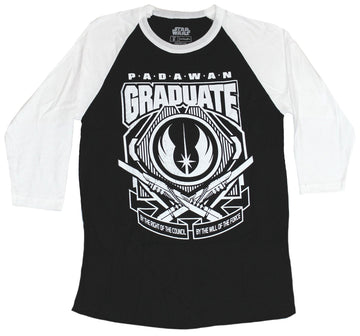 Star Wars Mens 3/4 Sleeve T-Shirt - Padawan Graduate Crossed Saber Under Rebel