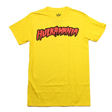 WWE Mens T-Shirt - Black Red Hulkamania Outline Classic Logo